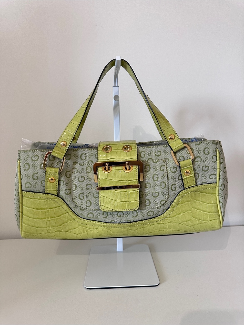 Guess Y2K Monogram Buckle Shoulder Bag Purse